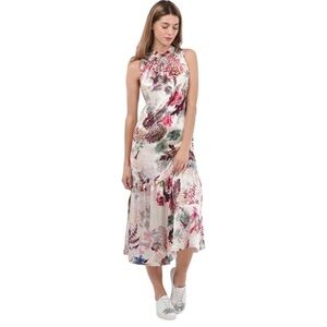 Closet London Dress Maxi Sleeveless Floral A Line Tiered Skirt Size 8 NWT